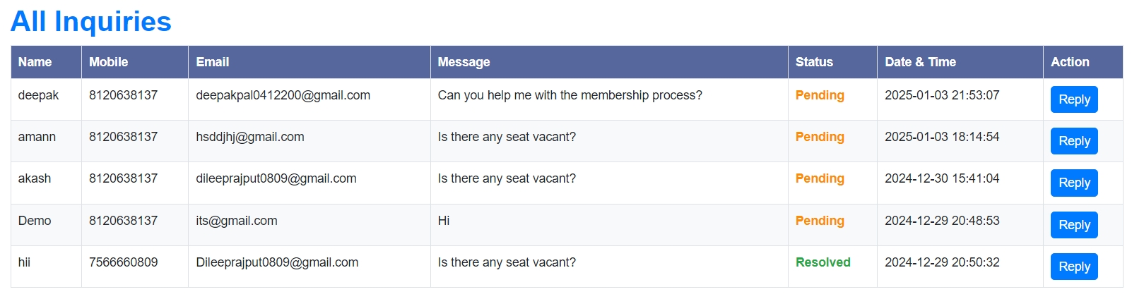 Enquiry